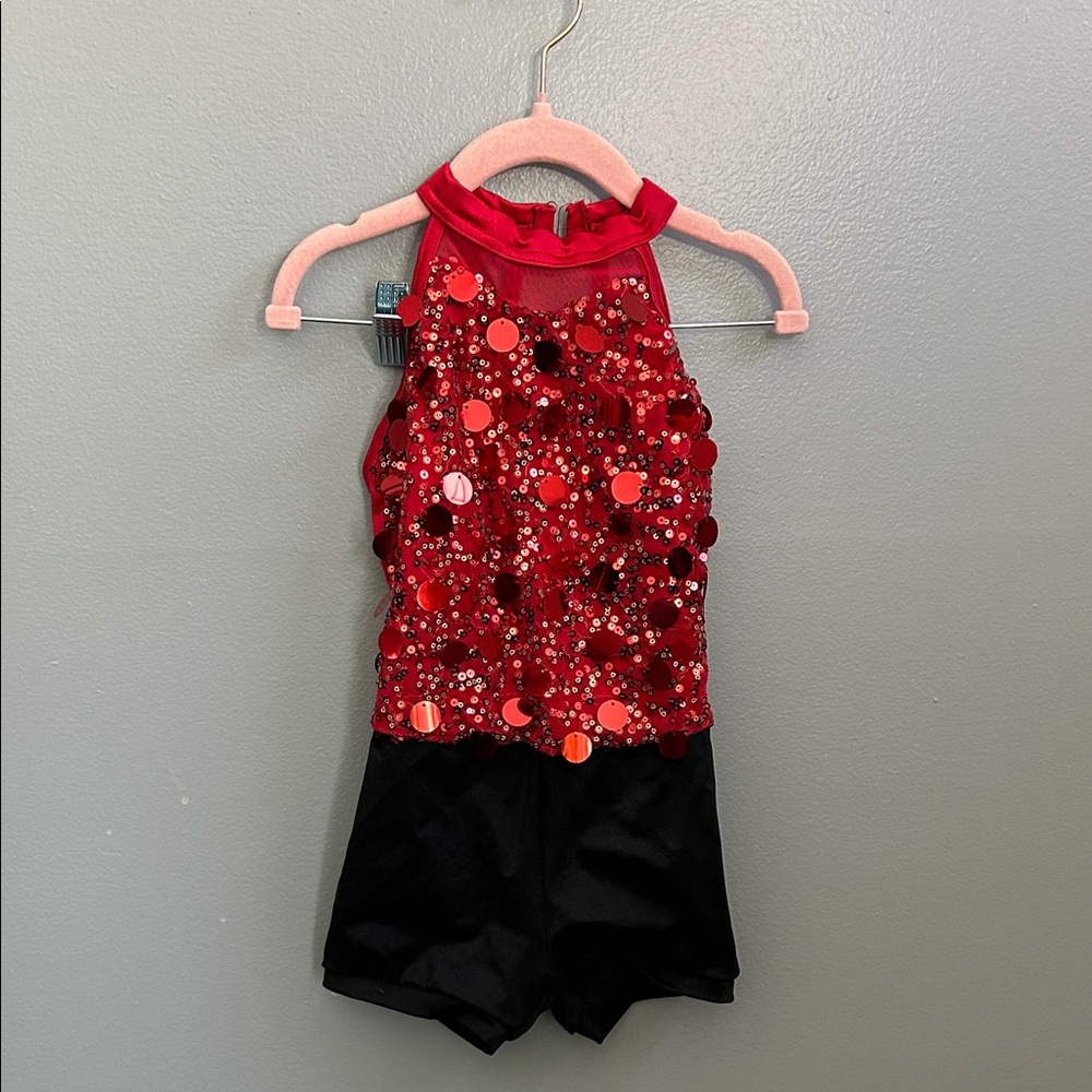 Weissman Sparkling Red and Black Dance Outfit